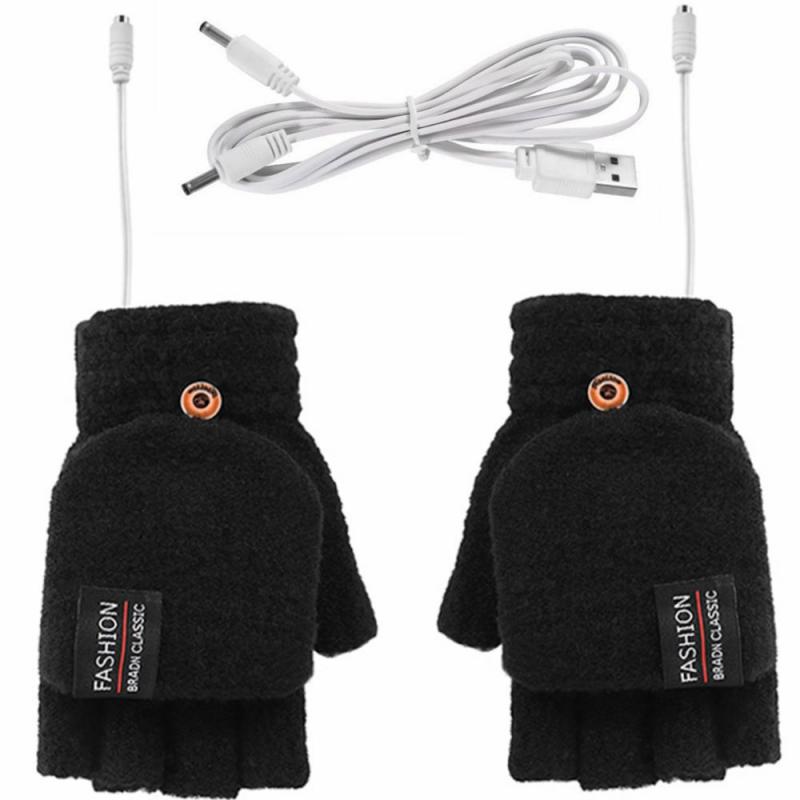 USB Electric Heating Half-finger Gloves
