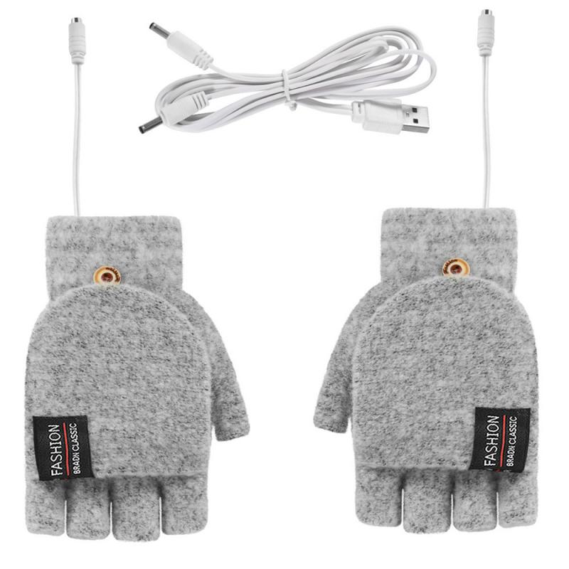 USB Electric Heating Half-finger Gloves