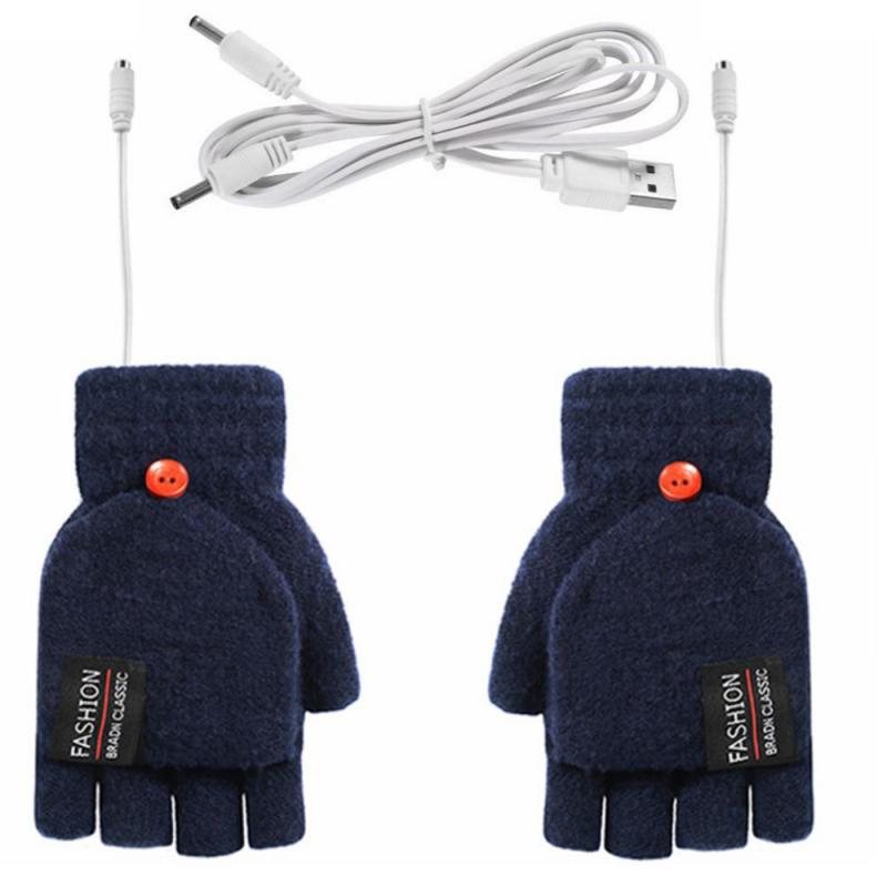 USB Electric Heating Half-finger Gloves