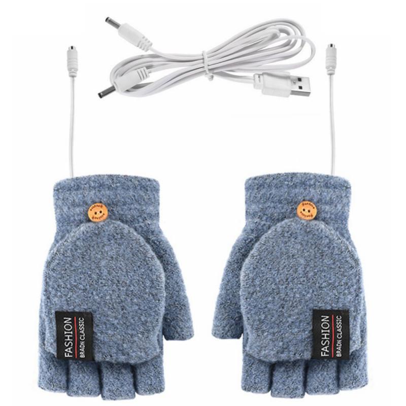 USB Electric Heating Half-finger Gloves