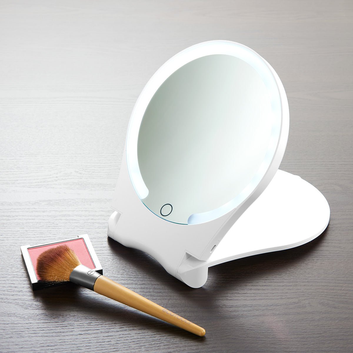 Portable LED Travel Makeup Mirror with Rechargeable Light - SweetyGem