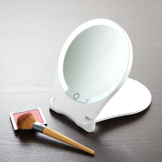 Portable LED Travel Makeup Mirror with Rechargeable Light - SweetyGem