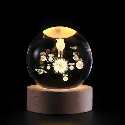 Glowing Crystal Orb Table Lamp Galaxy Pattern