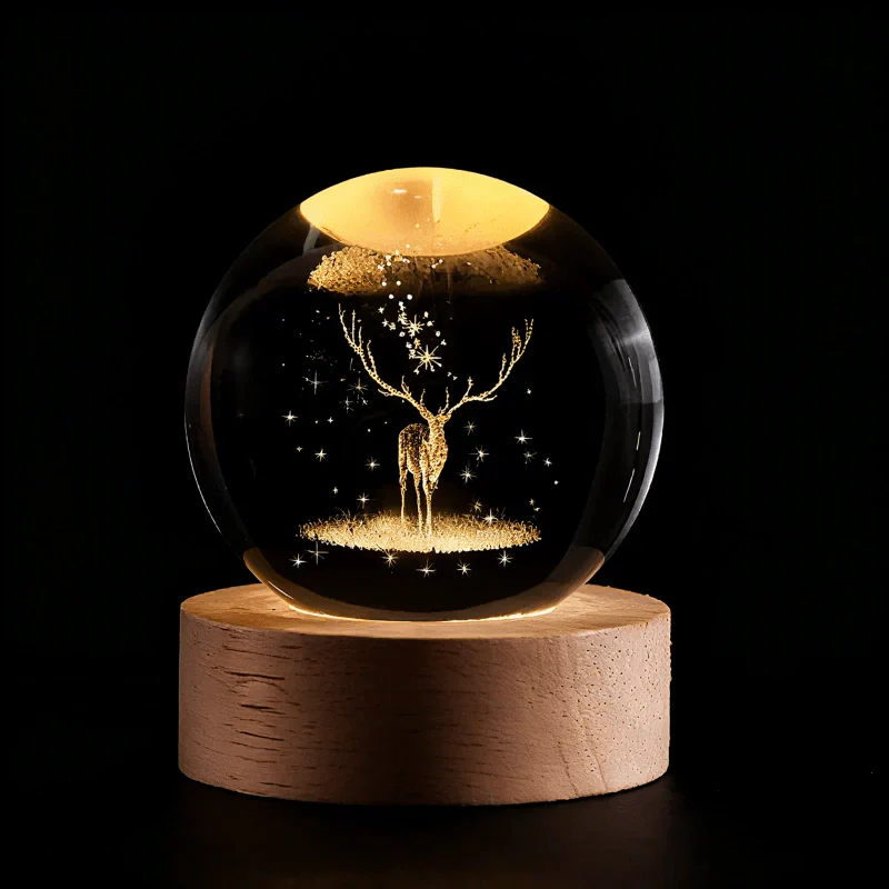Glowing Crystal Orb Table Lamp Galaxy Pattern