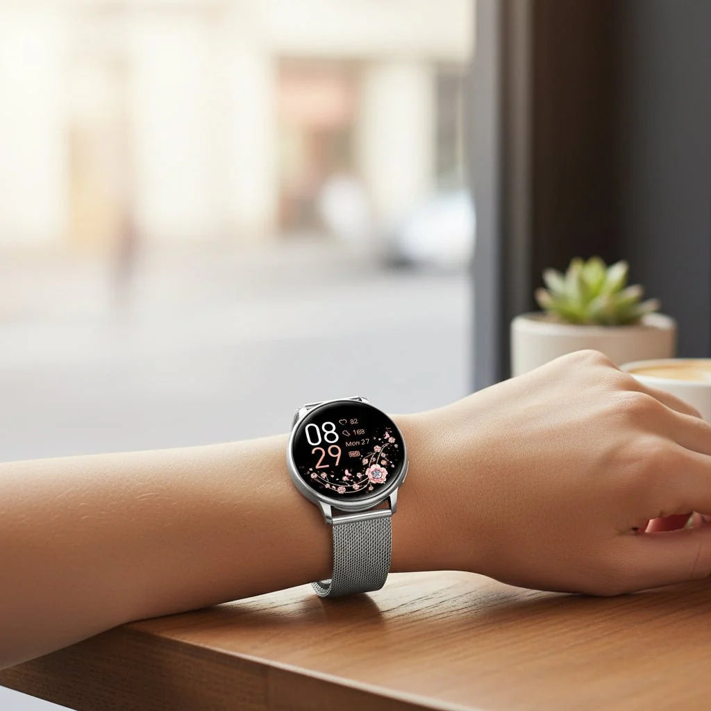 Stylish Women's Rose Gold Smart Watch with Touch Screen