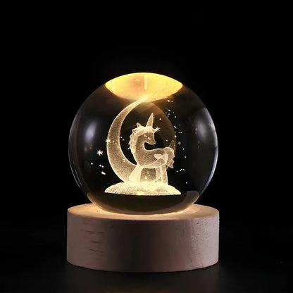 Glowing Crystal Orb Table Lamp Galaxy Pattern