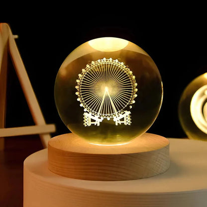 Glowing Crystal Orb Table Lamp Galaxy Pattern