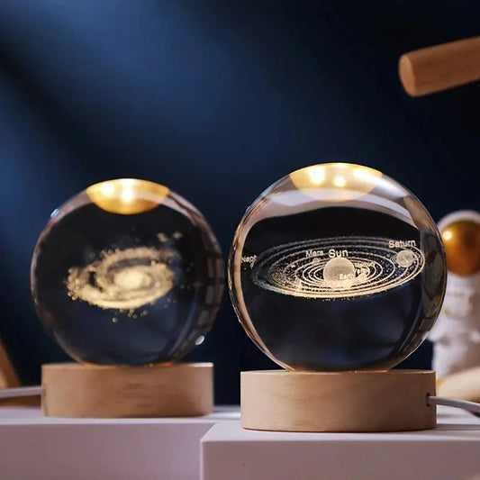 Glowing Crystal Orb Table Lamp Galaxy Pattern - SweetyGem
