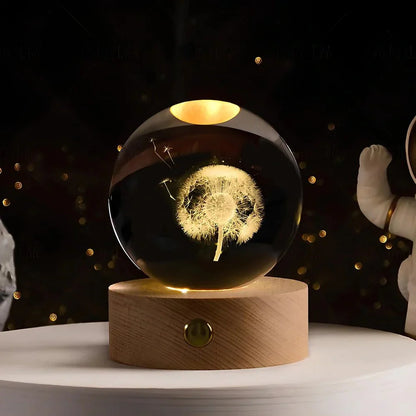 Glowing Crystal Orb Table Lamp Galaxy Pattern