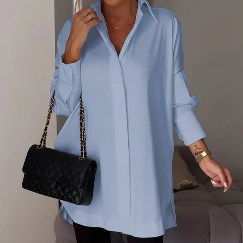 Relaxed Fit Women's Long Sleeve Button Front Shirt