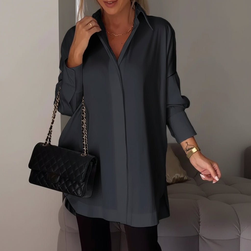 Relaxed Fit Women's Long Sleeve Button Front Shirt