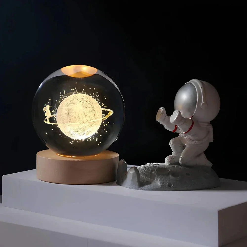 Glowing Crystal Orb Table Lamp Galaxy Pattern