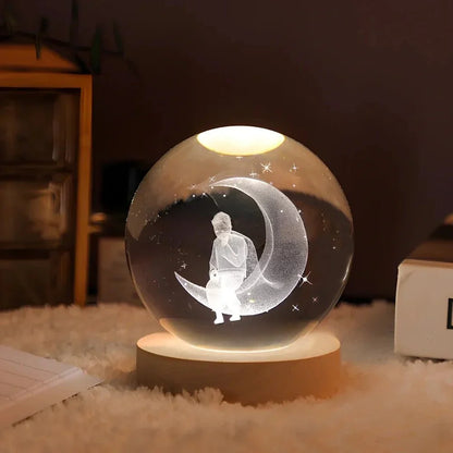 Glowing Crystal Orb Table Lamp Galaxy Pattern