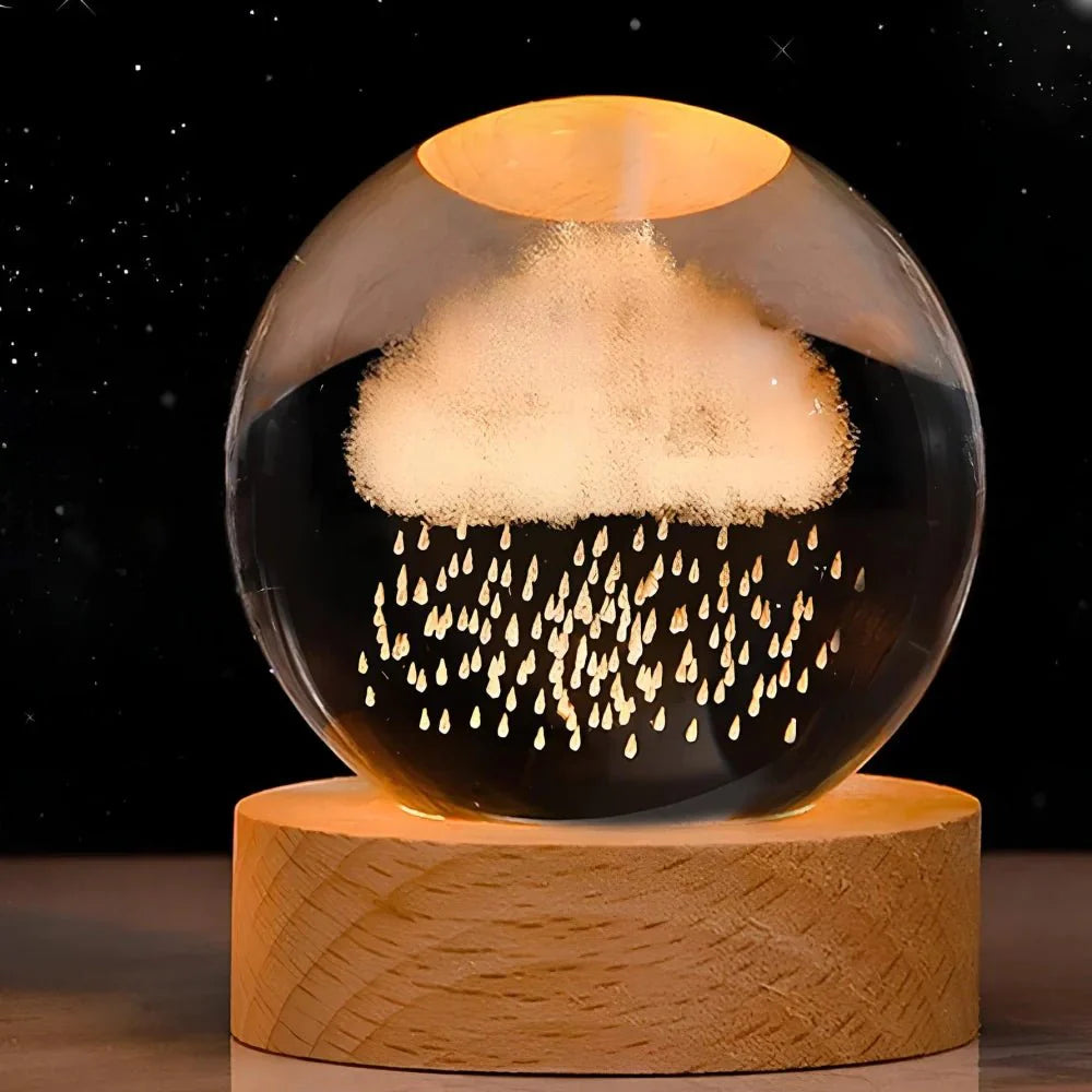 Glowing Crystal Orb Table Lamp Galaxy Pattern