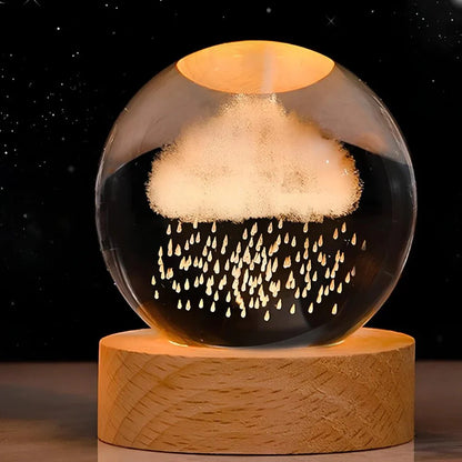 Glowing Crystal Orb Table Lamp Galaxy Pattern