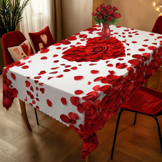 Romantic Floral Red Table Cover Rectangular Tablecloth - SweetyGem
