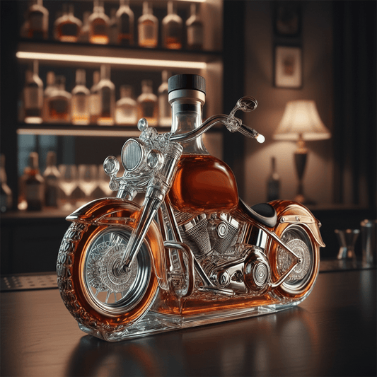 Biker Vintage Whiskey Decanter Glass Bottle Man Cave Decor - SweetyGem