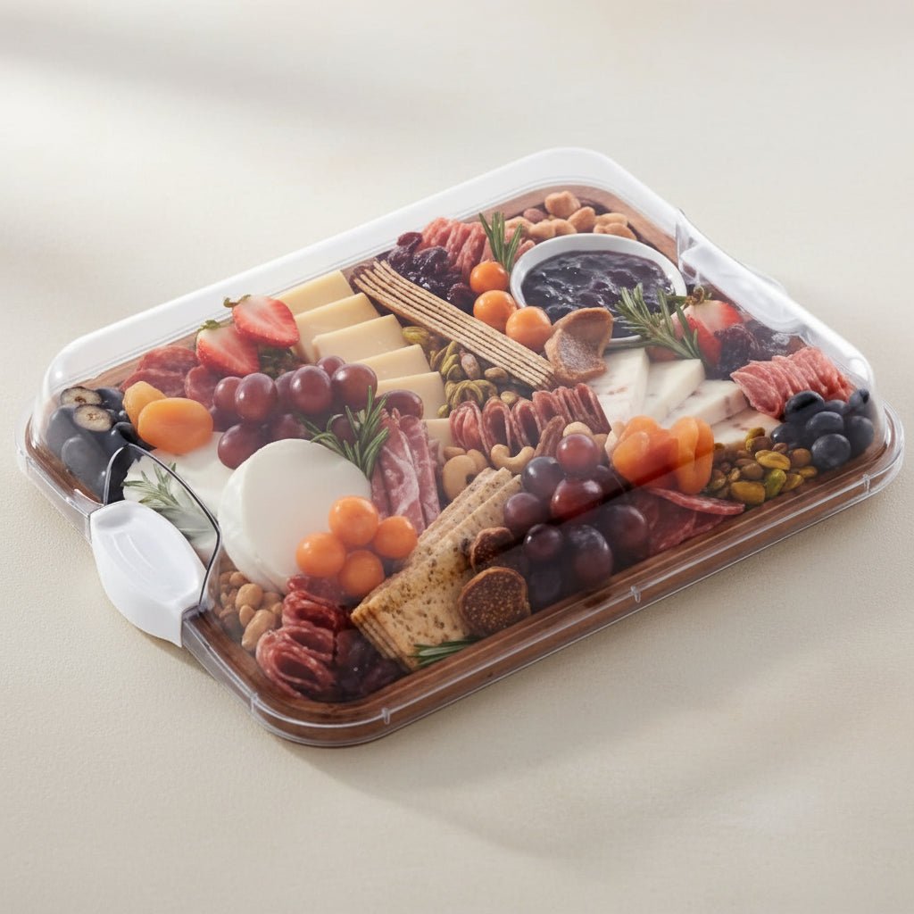 Portable Wooden Cheese Serving Platter Locking Lid