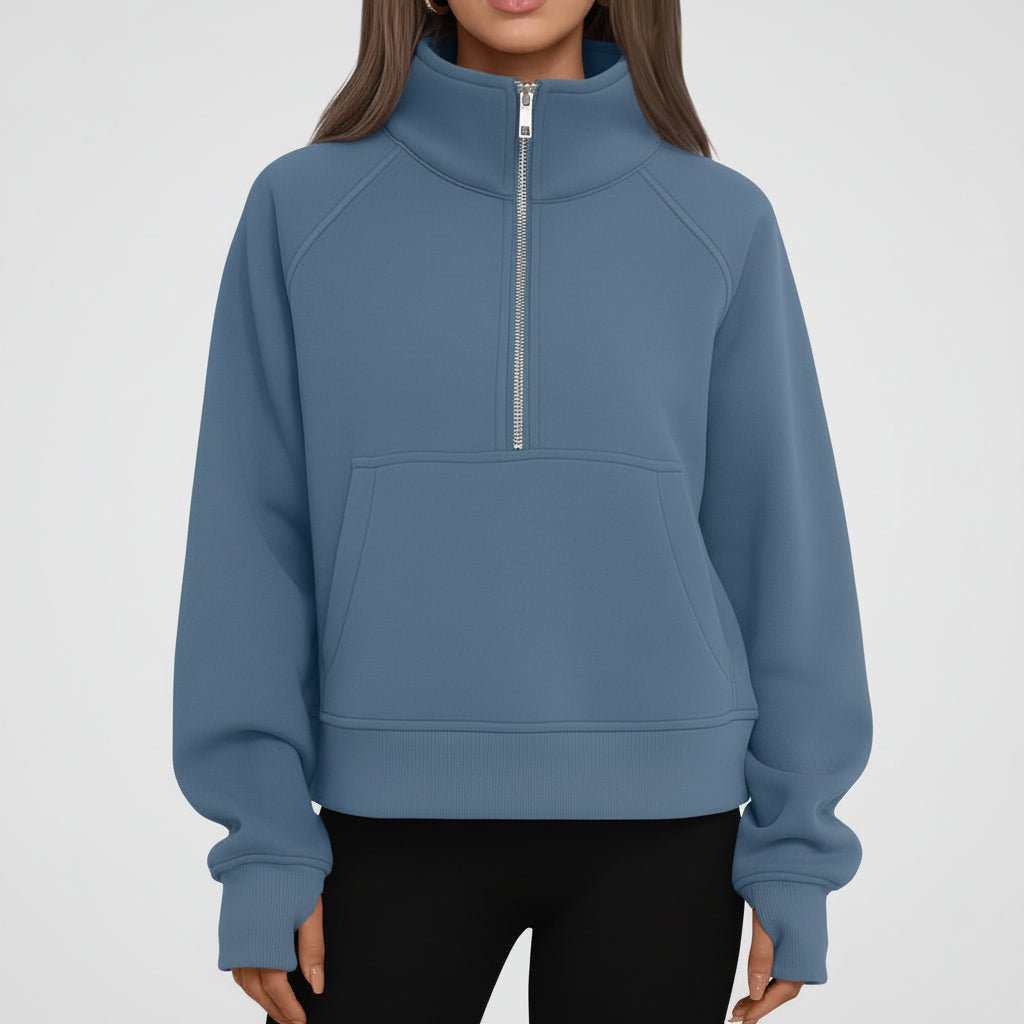 Ladies Fleece Crop Top Hoodie Pocketed Jacket