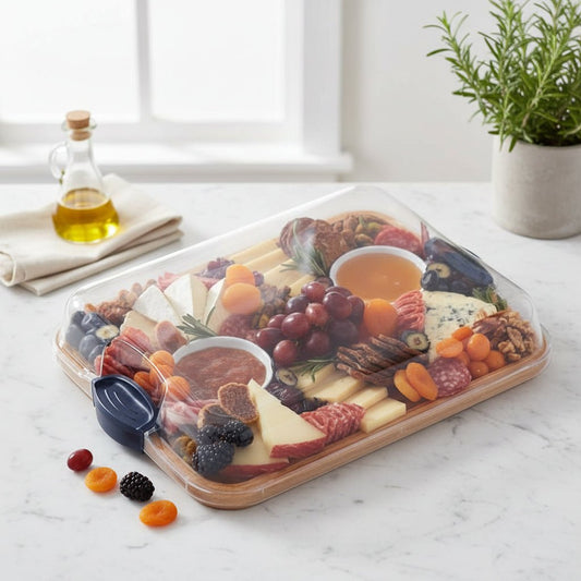 Portable Wooden Cheese Serving Platter Locking Lid - SweetyGem