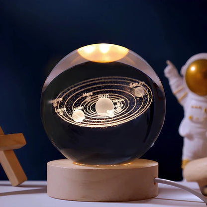 Glowing Crystal Orb Table Lamp Galaxy Pattern