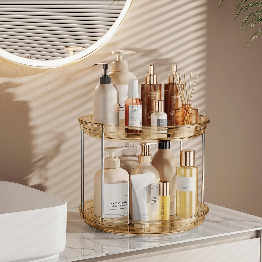Double Layer Turntable Spice Storage Rack Kitchen Organizer - SweetyGem