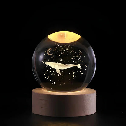 Glowing Crystal Orb Table Lamp Galaxy Pattern