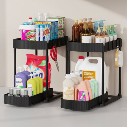 2 Pack Space Saving Under Sink Bathroom Storage Bins