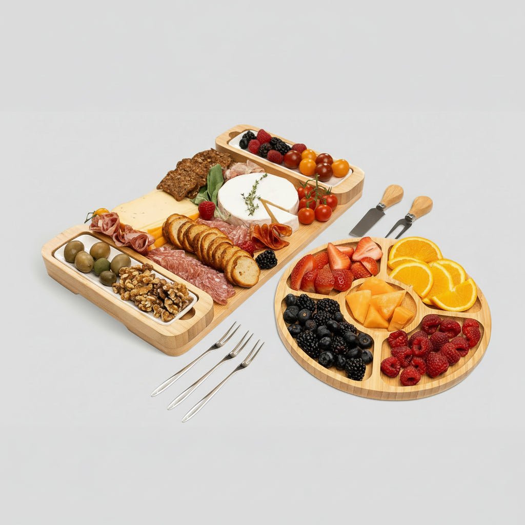 Deluxe Wooden Cheese Board Set with Storage - SweetyGem