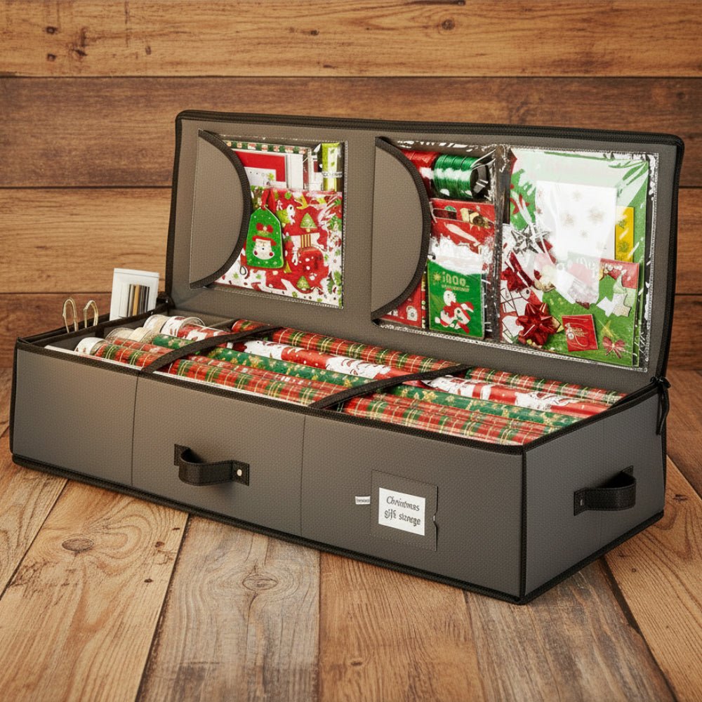 Gift Wrap Storage Container Holiday Organizer Box - SweetyGem