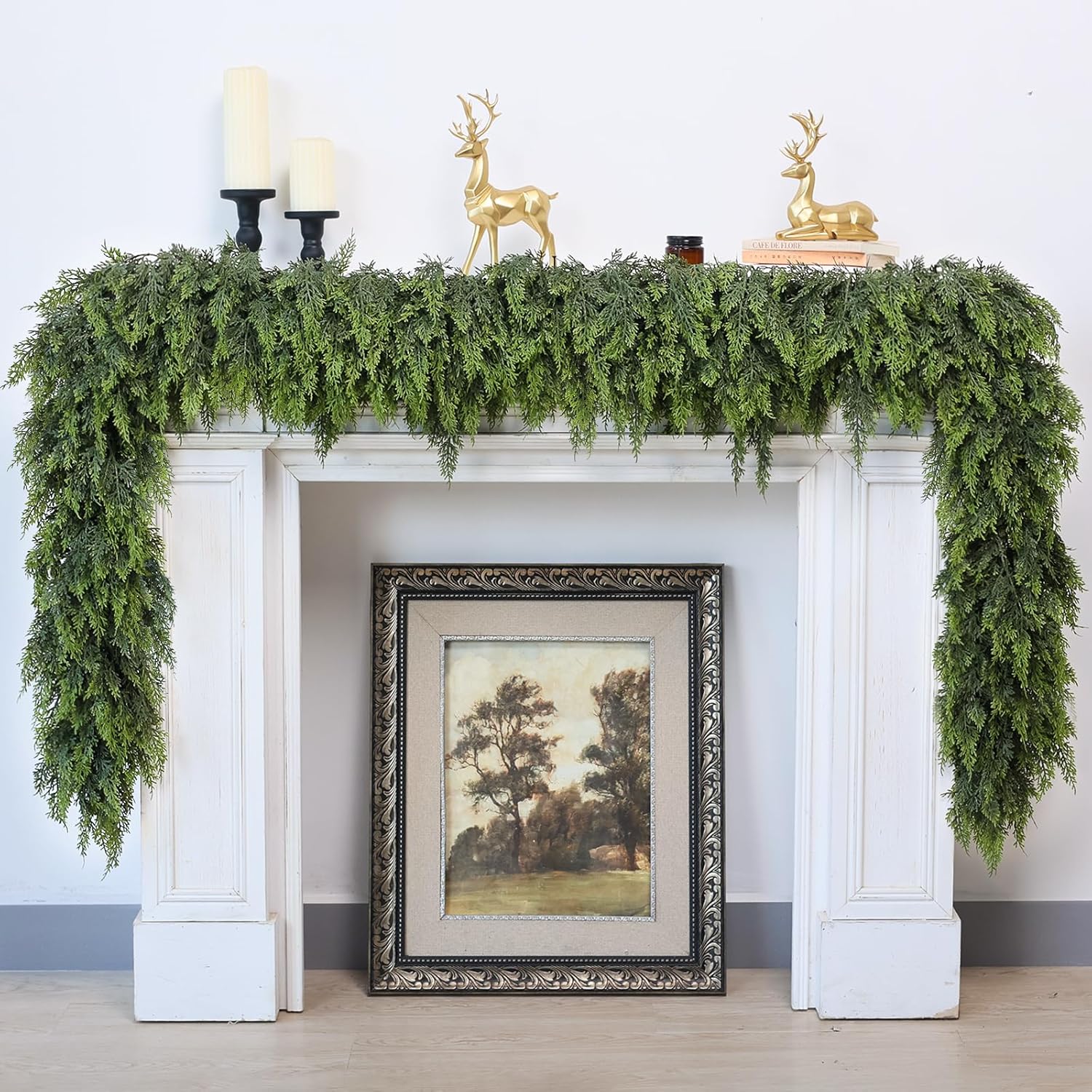 Artificial Cedar Christmas Wreath Realistic Green Garland - SweetyGem