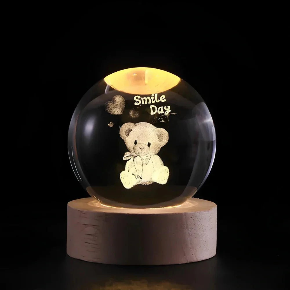 Glowing Crystal Orb Table Lamp Galaxy Pattern