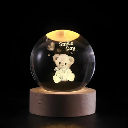 Glowing Crystal Orb Table Lamp Galaxy Pattern