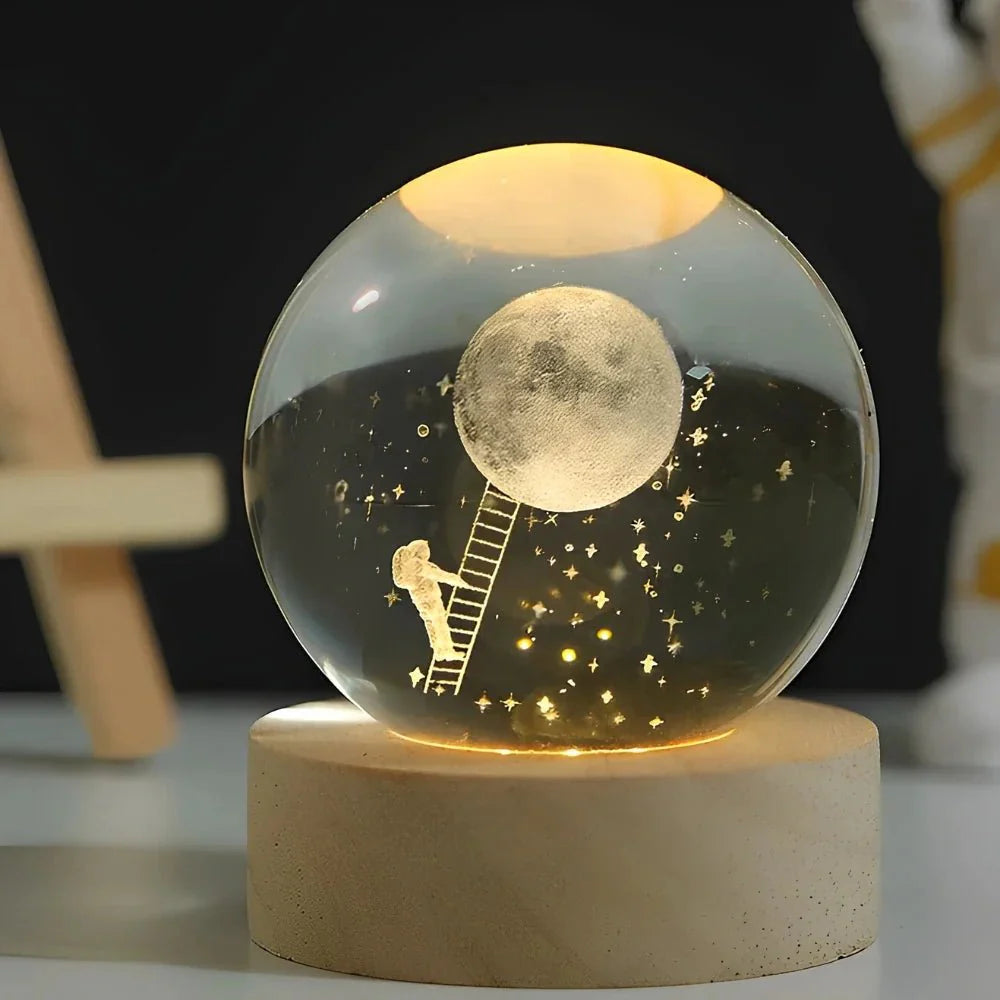 Glowing Crystal Orb Table Lamp Galaxy Pattern