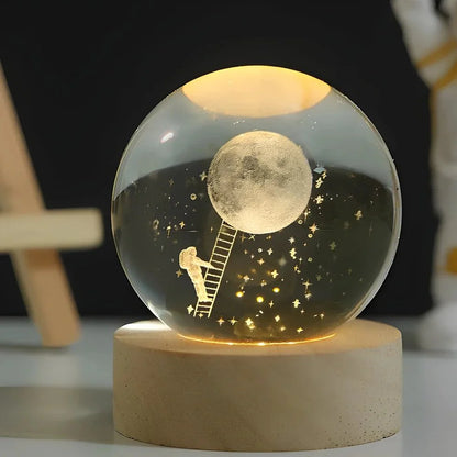Glowing Crystal Orb Table Lamp Galaxy Pattern