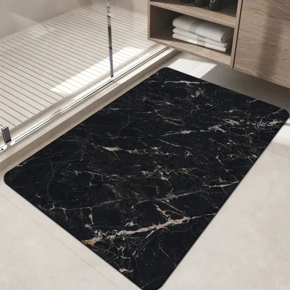 Waterproof Anti Slip Bathroom Rug Soft Marble Design Mat