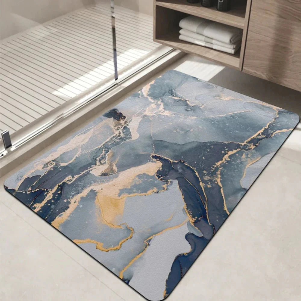 Waterproof Anti Slip Bathroom Rug Soft Marble Design Mat
