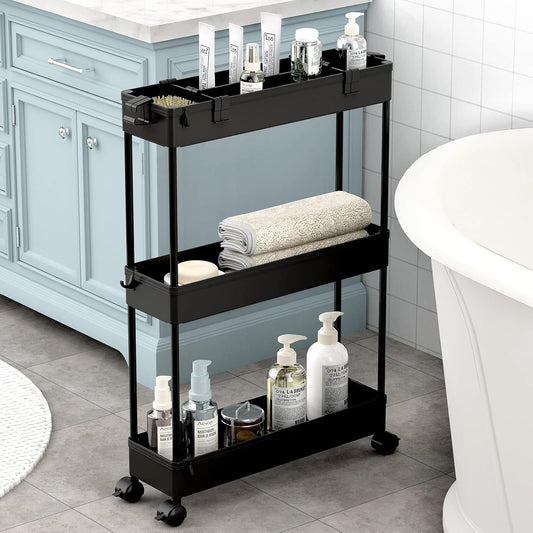Compact 3 Shelf Mobile Storage Cart for Kitchen Bathroom - SweetyGem