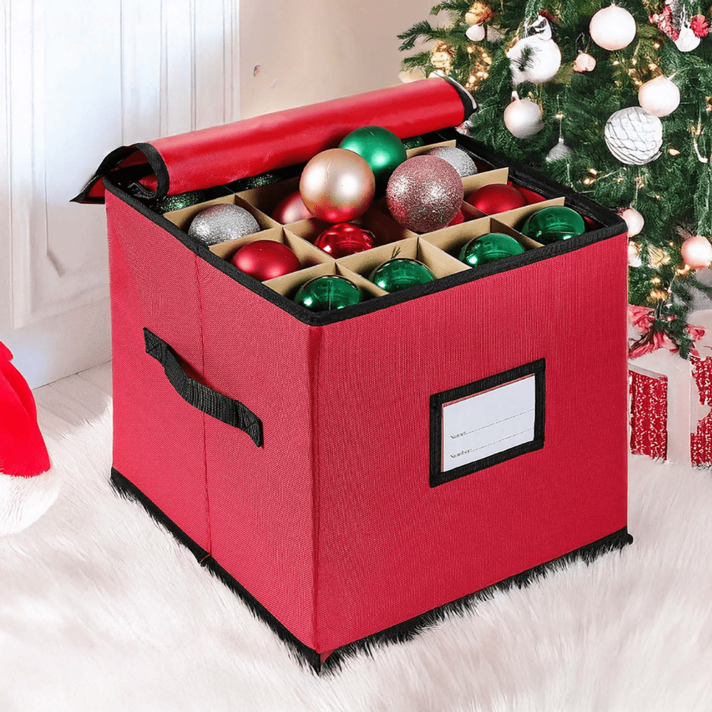Holiday Decoration Storage Container Big Red Cloth Organizer