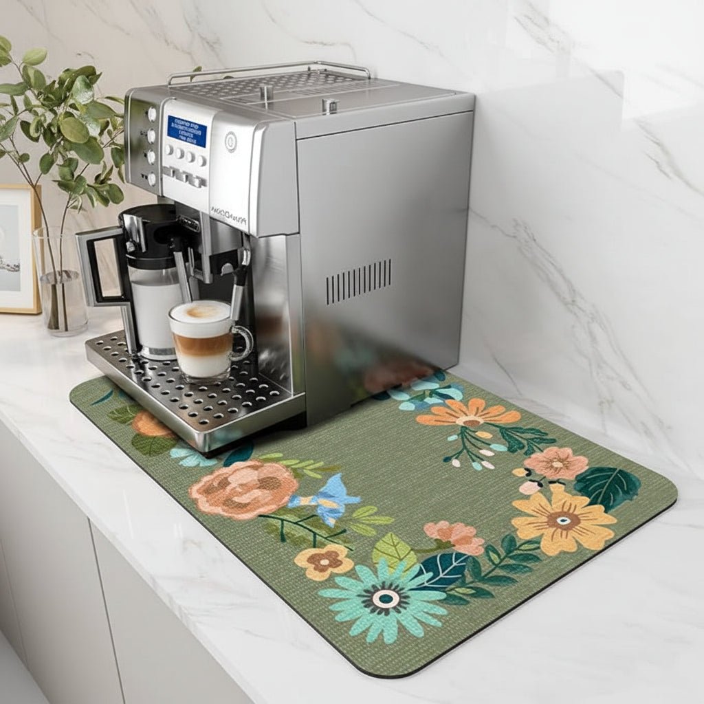 Waterproof Coffee Station Mat Fast Drying Spill Resistant Easy Clean