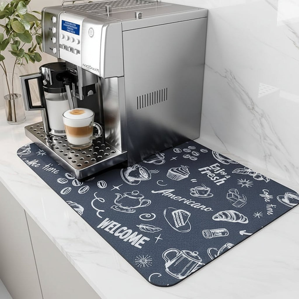 Waterproof Coffee Station Mat Fast Drying Spill Resistant Easy Clean