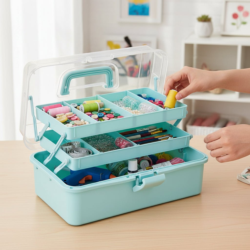 Stackable 3 Tier Plastic Storage Container Office Organizer