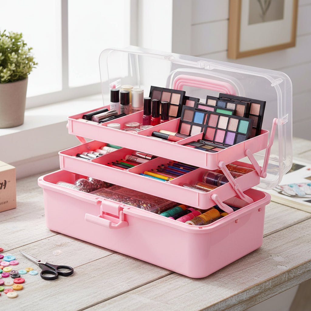 Stackable 3 Tier Plastic Storage Container Office Organizer