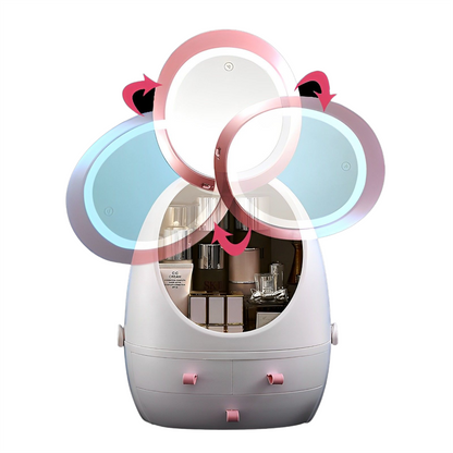 Cosmetic and Makeup Box with LED and Mirror