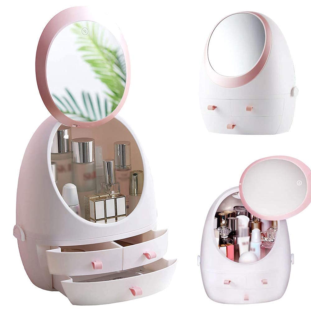 Cosmetic and Makeup Box with LED and Mirror