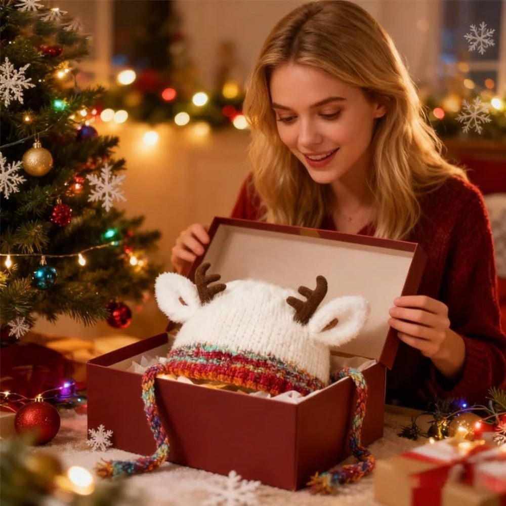 Warm Reindeer Knitted Winter Beanie Hat
