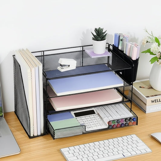 Compact 3 Tier Office Desk Storage Organizer Tray - SweetyGem