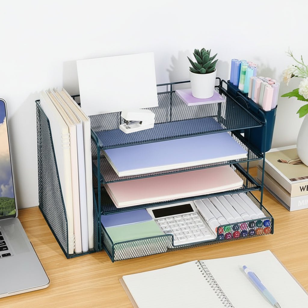 Compact 3 Tier Office Desk Storage Organizer Tray