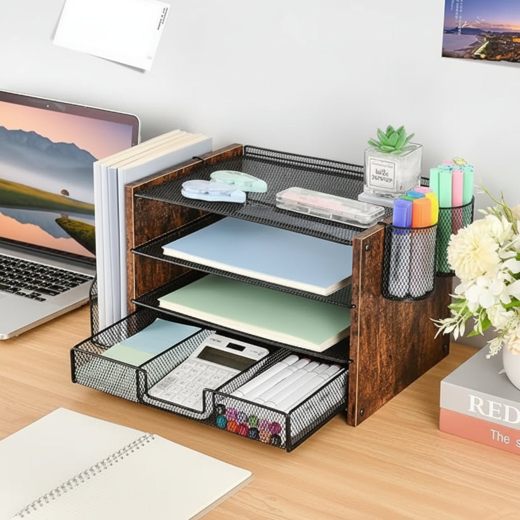 Compact 3 Tier Office Desk Storage Organizer Tray