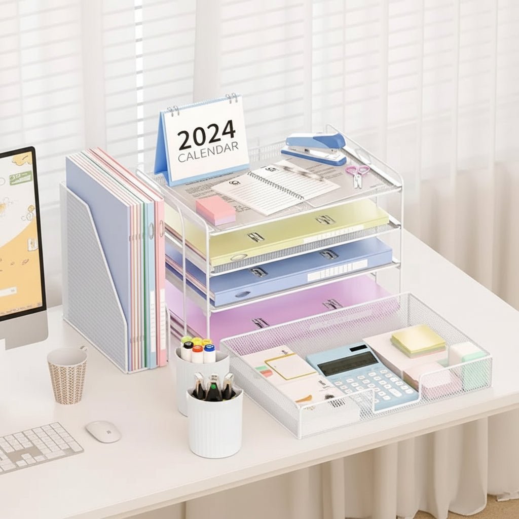 Compact 3 Tier Office Desk Storage Organizer Tray